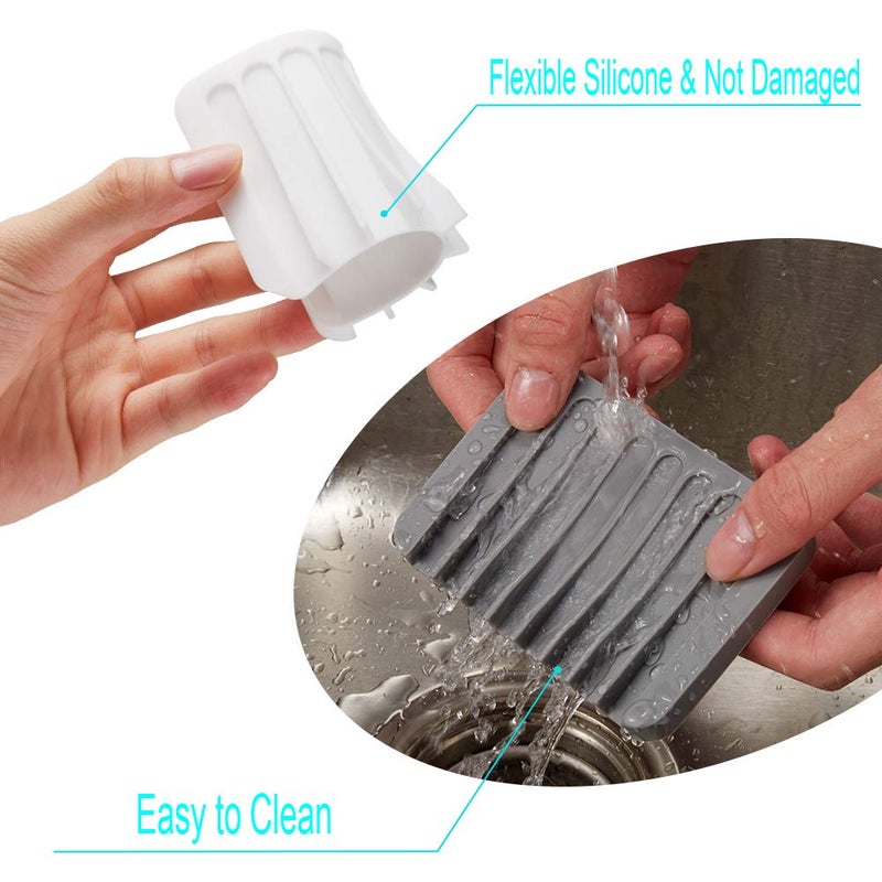 Summer Lemon 2PCS Soap Dish Holder, Premium Silicone Soap Dishes for Shower Bathroom Kitchen Sinksï¼Œ Soap Tray Saver Drainer, Self-draining Waterfall, Non-Slip Design, Easy Cleaning (Gray) - Image 4